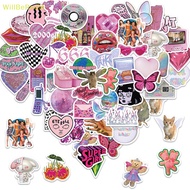 [WillBeRedM] 58Pcs Y2k Pink Stickers Funny Cute Graffiti Girls Skateboard Waterproof Luggage Sport DIY Laptop Car Stickers Decals Kids Toy [NEW]