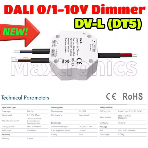 NEW DALI 0/1-10V Dimmer DV-L (DT5) 1CH*20mA 1 DALI Address 1 Channel 0/1-10V Output Selectable for S