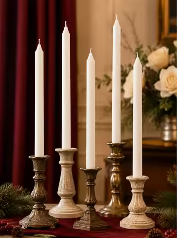 6/4pcs 25cm White stick wax fragrance candle set, no black smoke, can burn for 5 hours, made of soy 