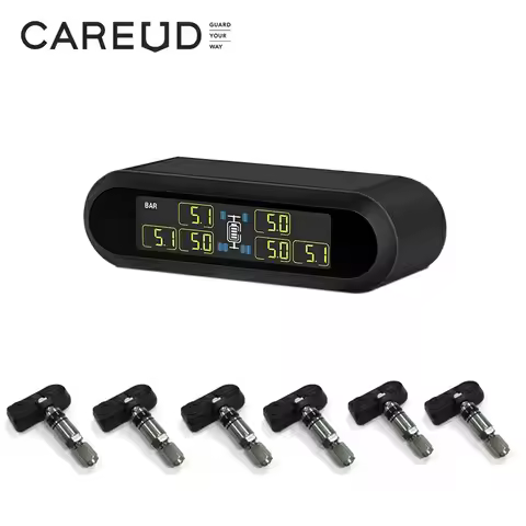 CAREUD T650 Solar Bus RV Truck TPMS Wireless Tire Pressure Monitoring System With 6 External Interna