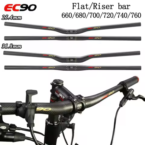 EC90 Carbon Handlebar Flat Riser Mtb Handlebar 25.4/31.8mm 660/680/700/720/740/760mm Ultralight Hand