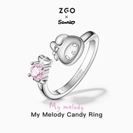 ZGO x Saniro Melody Rings For Woman Girl s925 Silver Sweet Niche Design Cute Gift Idea 8055