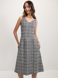 [Pomelo] เดรสผ้าทวีตแต่งกระเป๋าข้าง / Tweed Side Pocket Dress