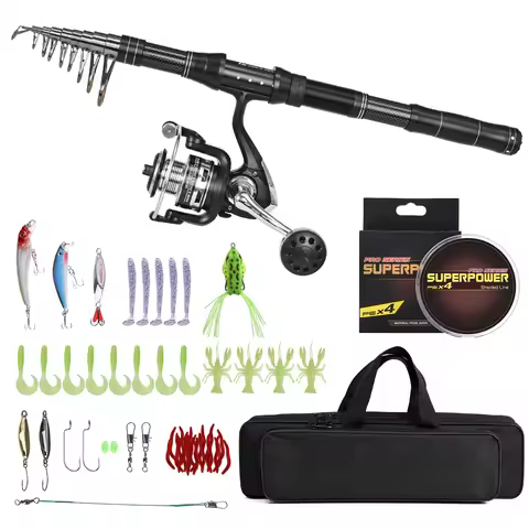 Fishing Rod and Reel Combo Fishing Rod and Reel Combo Portable Fishing Rod With Fishing Line Lures C