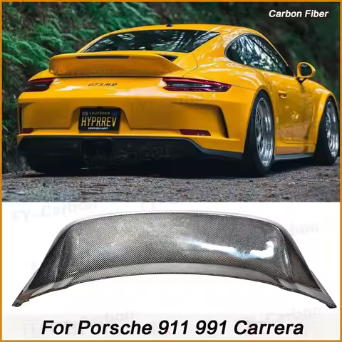 DRY Carbon Fiber Car Rear Trunk Spoiler for Porsche 911 991 Carrera 4 GTS Rear Trunk Boot Lip Lid Re