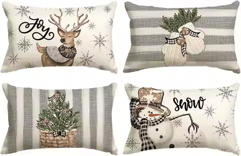 Christmas pillow case Christmas snowman reindeer pillow case, 30X50cm winter holiday striped cushion