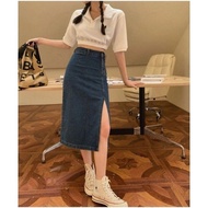 Korean Long Skirt A-Line Highwaist Side Slit (Body Goals)