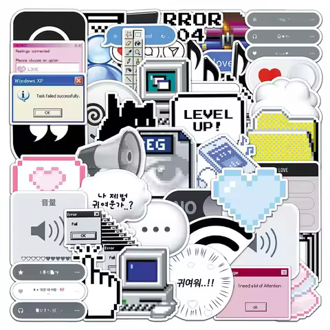 10/30/50pcs Network Pixel Graffiti Stickers Funny Programmer Meme Decals DIY Luggage Scrapbook Journ