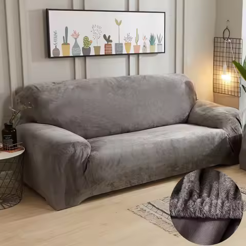Modern Plush High Stretch Sofa Slipcover Strap Sofa Cover Furniture Protector Form Fit Luxury Thick 