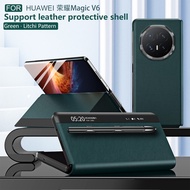 Luxury Leather Phone Case For Huawei Honor Magic V6 V5 5G Smart View Windows Flip Cover With Touch P