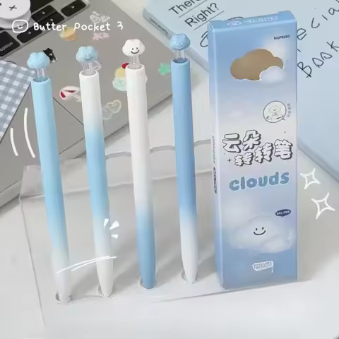 Cure Cute Cloud Twist High Value Rotating Core Gel Pen Niche Quick Drying Brush Title Black 0.5 Kawa