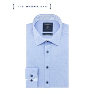The Shirt Bar Men's TF Blue with White Dots Spill Resist Long Sleeve Shirt TF2F6.15