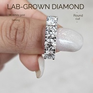 NEW IN แหวนเพชรแถว 4เม็ด หนักรวม 2.09ct. 9K White gold Sz.56.5 Lab grown diamond SYN Diamond #R0005