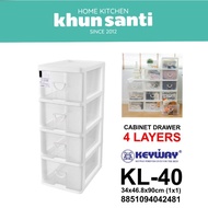 KHUN Santa 4-Layer Drawer Cabinet With Wheels KL-40 Wardrobe Storage Size:34x46.8x90cm