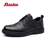 Bata รองเท้าหนังแท้สำหรับผู้ชายลายรองเท้าลำลองรองเท้าหนังบริทิชรองเท้าหนังหัวแหลม