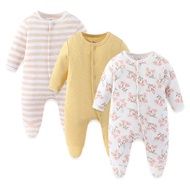 Kiddiezoom 3-piece set of breathable printed button up long sleeved baby clothing for newborns in su