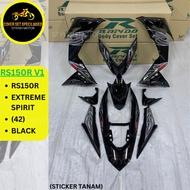 (STICKER TANAM/AIRBRUSH) RAPIDO COVER SET HONDA RS150 RS150R V1/V2/V3 EXTREME SPIRIT (42) BLACK