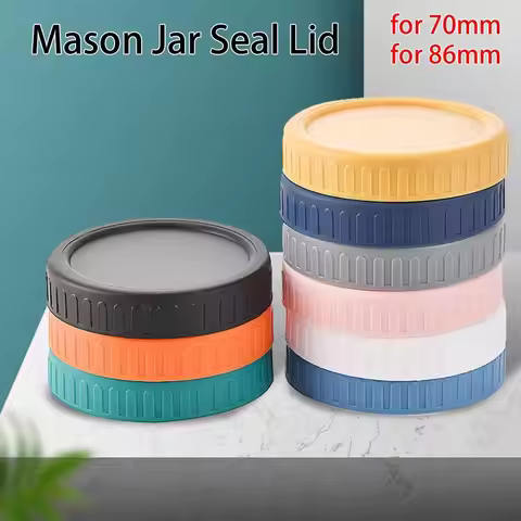 6pcs 70mm 86mm Reusable Plastic Mason Jar Lids for Wide Mouth Jar Leak-proof Seal Bottle Cover Spout