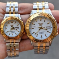 SEIKO 5 COUPLE WATCH Analog Quartz OEM with date and day Japan made Stainless Steel