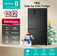 [FREE INSTALL] Hisense Side by Side Inverter (780L) Refrigerator Fridge RS869N4ABV  - Black Metal