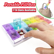 Portable Pill Box 7 Days AM PM Weekly Pill Case Push Type Travel Medicine Storage Box Pill Organizer Medicine Container