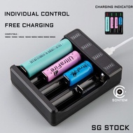 {SG Seller} 18650 Rechargeable Battery Charger 4.2V 3.7v Rechargeable Battery Charger 4 Slot with US