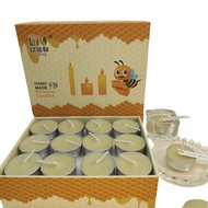 Ivory White Small Round Household Beeswax Candles 4 Hours Smokeless Buddha Lamp Scented Candles Home