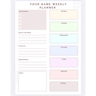 Customized Weekly Planner A4 Size 80 GSM 30 Sheets