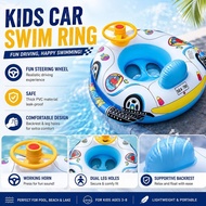 Inflatable Car Shaped Swim Ring With Grip Handles Thickened PVC For Toddler Swimming Pool Party D9E5