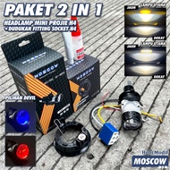 PAKET LAMPU H4 LASER AC DC CUT OFF FLAT BILED PROJECTOR Lampu LED Laser Kipas H4 Projector Premium S
