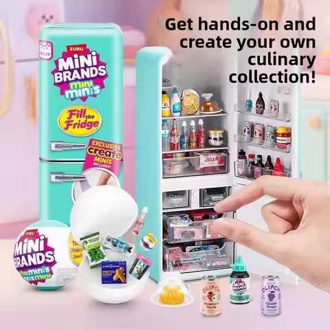 Mini Brands Ball Series:ZURU Fill The Fridge Playset| Blind Box Mystery Refrigerator Toys |Miniature