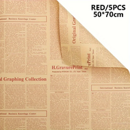 【A Needed】 5 sheets Vintage newspaper kraft floral wrapping paper for gifts crafts shipping moving b