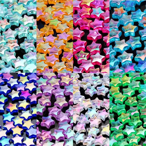 100pcs Acrylic coated beads Color Five-pointed Star Acrylic Beads Loose Spacer Beads for Jewelry Mak