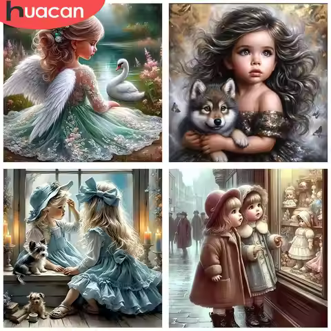HUACAN 1pcs Diamond Painting Elegant Angel Swan Romantic Rhinestone Art 5D DIY Diamond Embroidery Ki