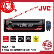 JVC KD-T712BT 1-DIN CD RECEIVER BLUETOOTH CAR AUDIO RADIO PLAYER USB STEREO RECEIVER MP3 PLAYER WITH REMOTE CONTROL