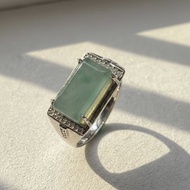 冰種藍水翡翠馬鞍戒指 925純銀 | 天然翡翠A貨 | 送禮
