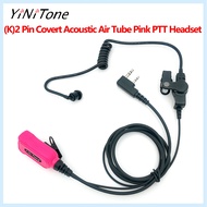 YiNiTone EAP-2P Invisible Earphone with Pink PTT Button, Compatible with UV-5R, BF-888S, TK Series f