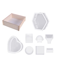 Resin Silicone Kit Flower Epoxy Resin Including Hexagonal and Square Heart Resin Mold