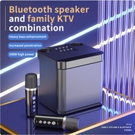 Mini Karaoke Set Bluetooth Speaker Portable Karaoke System with 2 Wireless Mic KTV Home Set for Fami