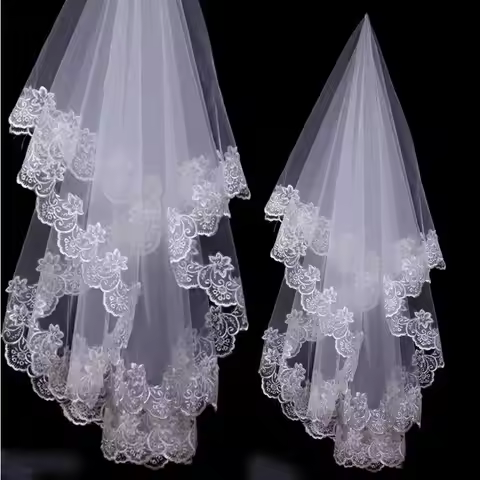 1.5 M\3M\2M\5M Lace Embroidery Edge Bridal High Quality Tulle Bride Veils 1 Layer Married Wedding Ac