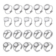 LAG7 New 20Pcs 4 Styles Open Cuff Ring Settings 304 Stainless Steel Adjustable Blank Rings Stainless