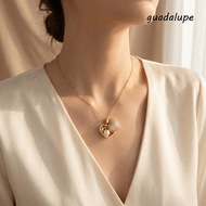 GUADALUPE Oyster Necklace, Unique Versatile Chain Peach Heart Pearl Necklace, New Elegant Stainless 
