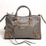 Balenciaga S City 機車包｜經典金釦（灰色）