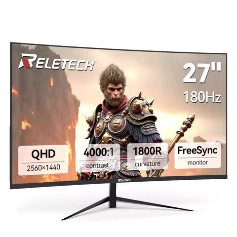 Reletech G27X Flex Pro Monitor 27" Gaming Curved 2560x1440 QHD 180Hz HDMI x2 DP x2 1800R 72% sRGB Ad