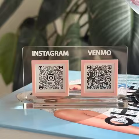MINI Acrylic QR Code Sign Custom Social Media Display Durable Decorative Plate for Shop Studio Insta