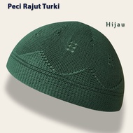 peci rajut turki/ peci rajut yaman motif turki/ peci rajut yaman tebal - hijau rajut turki