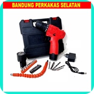 Mesin Bor Cas Cordless Murah HDT Bor Cas Charger 12V Cordless Lengkap Set Mata Obeng 2 Baterai