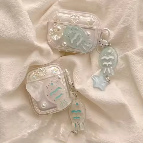Glue-dropping pearl shell fish is suitable for Apple headset case airpods4 wireless Bluetooth airpod