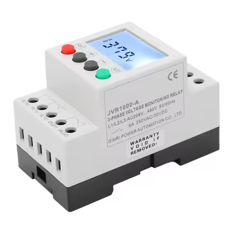 Voltage Phase Sequence Protector 3 Phase 3 Wire Over Under Voltage Protector Monitor Relay AC 208‑48