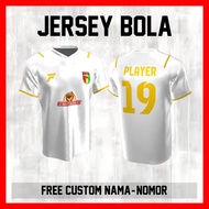 PUTIH Mitra Kukar Tenggarong Club White Football Jersey with Shoulder Stripes Custom Name and Back N